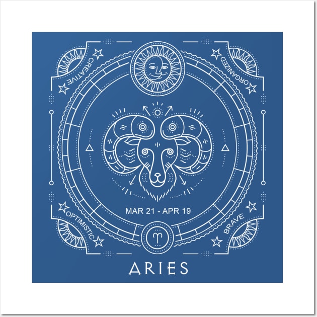Aries Sun Sign Zodiac Astrology Wall Art by Pine Hill Goods